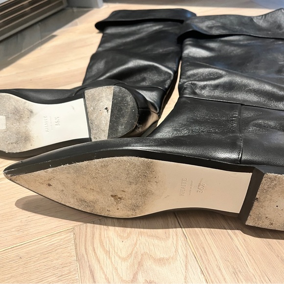 Khaite diego riding boots black leather made in Italy size 36.5 fits US 7 - Picture 5 of 9